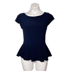 Alice + Olivia employed. navy blue short sleeve plum blouse size M